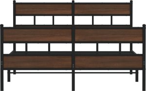 vidaXL Metalowa rama łóżka, bez materaca, brązowy dąb, 150x200 cm 4