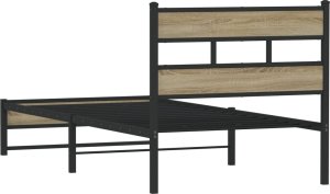 vidaXL Metalowa rama łóżka, bez materaca, dąb sonoma, 100x200 cm 6