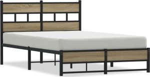 vidaXL Metalowa rama łóżka, bez materaca, dąb sonoma, 120x200 cm 2