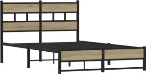 vidaXL Metalowa rama łóżka, bez materaca, dąb sonoma, 120x200 cm 3