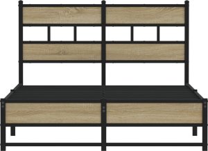 vidaXL Metalowa rama łóżka, bez materaca, dąb sonoma, 120x200 cm 4