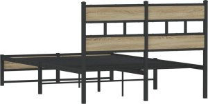 vidaXL Metalowa rama łóżka, bez materaca, dąb sonoma, 120x200 cm 6