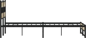 vidaXL Metalowa rama łóżka, bez materaca, dąb sonoma, 135x190 cm 5