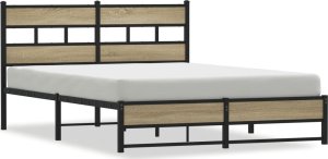 vidaXL Metalowa rama łóżka, bez materaca, dąb sonoma, 140x190 cm 2