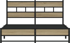 vidaXL Metalowa rama łóżka, bez materaca, dąb sonoma, 140x190 cm 4