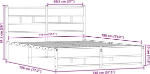 vidaXL Metalowa rama łóżka, bez materaca, dąb sonoma, 140x190 cm 9