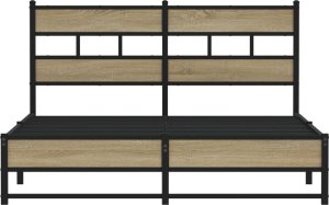 vidaXL Metalowa rama łóżka, bez materaca, dąb sonoma, 140x200 cm 4