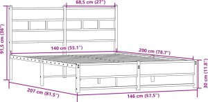 vidaXL Metalowa rama łóżka, bez materaca, dąb sonoma, 140x200 cm 9