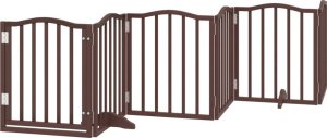 vidaXL Składana bramka dla psa, z drzwiami, 6 paneli, brąz, 300 cm 2