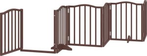 vidaXL Składana bramka dla psa, z drzwiami, 6 paneli, brąz, 300 cm 4