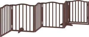 vidaXL Składana bramka dla psa, z drzwiami, 6 paneli, brąz, 300 cm 6