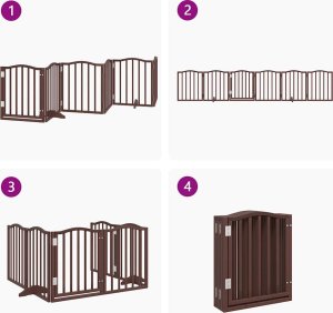 vidaXL Składana bramka dla psa, z drzwiami, 6 paneli, brąz, 300 cm 7