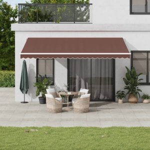 vidaXL Automatycznie zwijana markiza z LED, brązowa, 500x350 cm 1