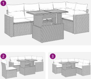 vidaXL 5-cz. zestaw mebli z poduszkami, beżowy, rattan PE i akacja 11