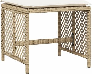 vidaXL Stołki ogrodowe z poduszkami, 4 szt., beżowe, 41x41x36 cm 4