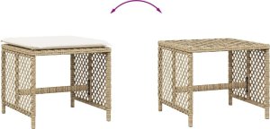 vidaXL Stołki ogrodowe z poduszkami, 4 szt., beżowe, 41x41x36 cm 7