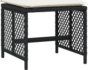 vidaXL Stołki ogrodowe z poduszkami, 4 szt., czarne, 41x41x36 cm 4