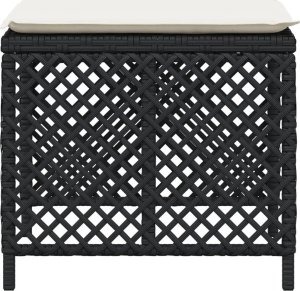 vidaXL Stołki ogrodowe z poduszkami, 4 szt., czarne, 41x41x36 cm 6