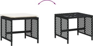 vidaXL Stołki ogrodowe z poduszkami, 4 szt., czarne, 41x41x36 cm 7