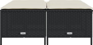 vidaXL Stołki ogrodowe z poduszkami, 4 szt., czarne, polirattan 3