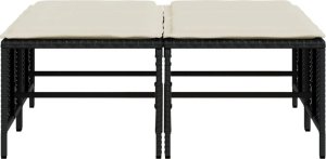 vidaXL Stołki ogrodowe z poduszkami, 4 szt., czarne, polirattan 4