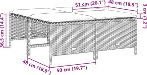 vidaXL Stołki ogrodowe z poduszkami, 4 szt., czarne, polirattan 7