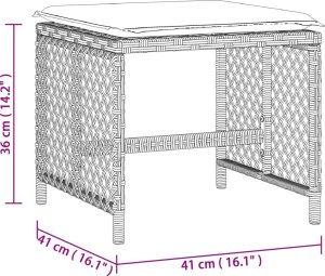 vidaXL Stołki ogrodowe z poduszkami, 4 szt., jasnoszare, 41x41x36 cm 11