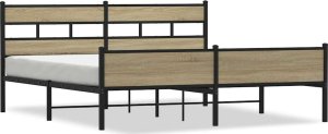 vidaXL Metalowa rama łóżka, bez materaca, dąb sonoma, 180x200 cm 2