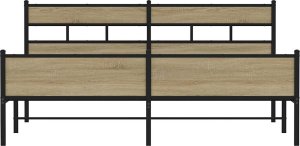 vidaXL Metalowa rama łóżka, bez materaca, dąb sonoma, 180x200 cm 4