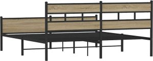 vidaXL Metalowa rama łóżka, bez materaca, dąb sonoma, 180x200 cm 6