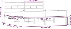 vidaXL Metalowa rama łóżka, bez materaca, dąb sonoma, 180x200 cm 9