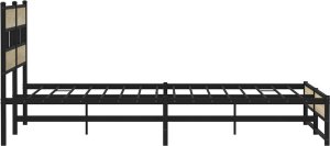 vidaXL Metalowa rama łóżka, bez materaca, dąb sonoma, 193x203 cm 5