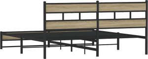 vidaXL Metalowa rama łóżka, bez materaca, dąb sonoma, 193x203 cm 6