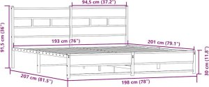 vidaXL Metalowa rama łóżka, bez materaca, dąb sonoma, 193x203 cm 9