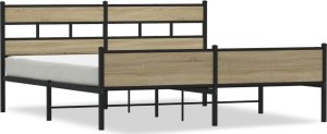 vidaXL Metalowa rama łóżka, bez materaca, dąb sonoma, 200x200 cm 2