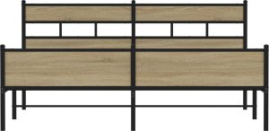 vidaXL Metalowa rama łóżka, bez materaca, dąb sonoma, 200x200 cm 4