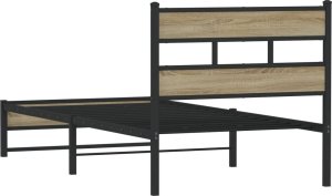 vidaXL Metalowa rama łóżka, bez materaca, dąb sonoma, 75x190 cm 6