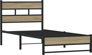 vidaXL Metalowa rama łóżka, bez materaca, dąb sonoma, 80x200 cm 3