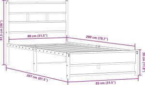 vidaXL Metalowa rama łóżka, bez materaca, dąb sonoma, 80x200 cm 9