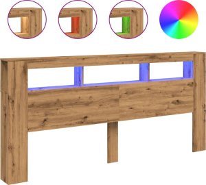 vidaXL Wezgłowie łóżka z LED, dąb artisan, 220x18,5x103,5 cm 2