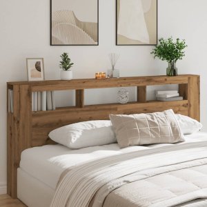 vidaXL Wezgłowie łóżka z LED, dąb artisan, 220x18,5x103,5 cm 4