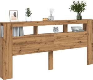 vidaXL Wezgłowie łóżka z LED, dąb artisan, 220x18,5x103,5 cm 5