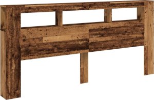 vidaXL Wezgłowie łóżka z LED, stare drewno, 220x18,5x103,5 cm 3