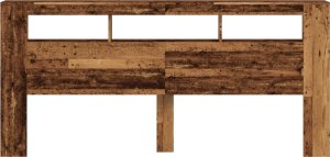 vidaXL Wezgłowie łóżka z LED, stare drewno, 220x18,5x103,5 cm 6