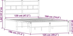 vidaXL Łóżko bez materaca, brązowy dąb, 120x190 cm 9