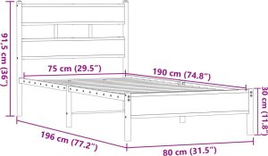 vidaXL Łóżko bez materaca, brązowy dąb, 75x190 cm 9