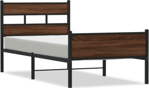 vidaXL Łóżko bez materaca, brązowy dąb, 80x200 cm 2