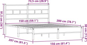 vidaXL Łóżko bez materaca, dąb sonoma, 150x200 cm 9