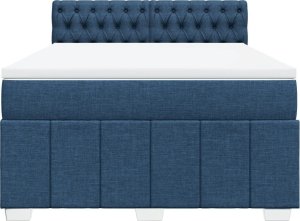 vidaXL Łóżko kontynentalne z materacem, niebieskie, tkanina, 160x200cm 6