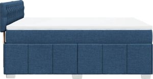 vidaXL Łóżko kontynentalne z materacem, niebieskie, tkanina, 160x200cm 7